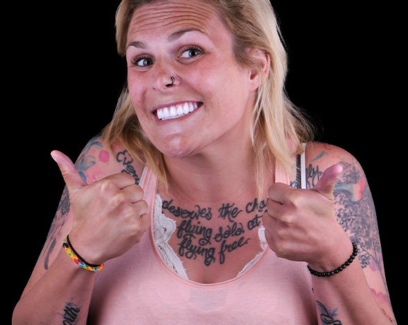 thumbs up for perfectly aligned teeth in cancun